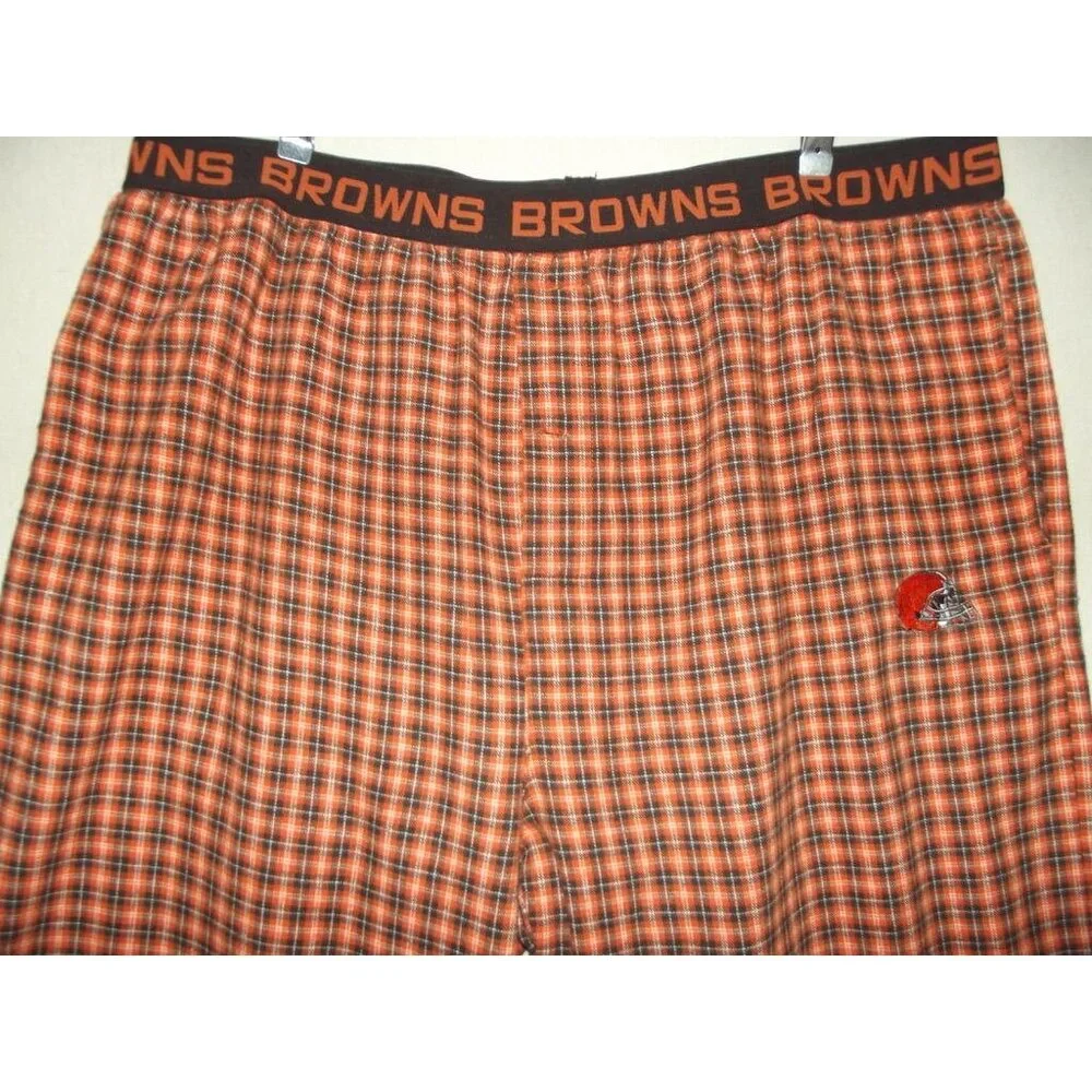 NFL Cleveland Browns Pajama Pants Mens XL flannel orange black plaid classic
